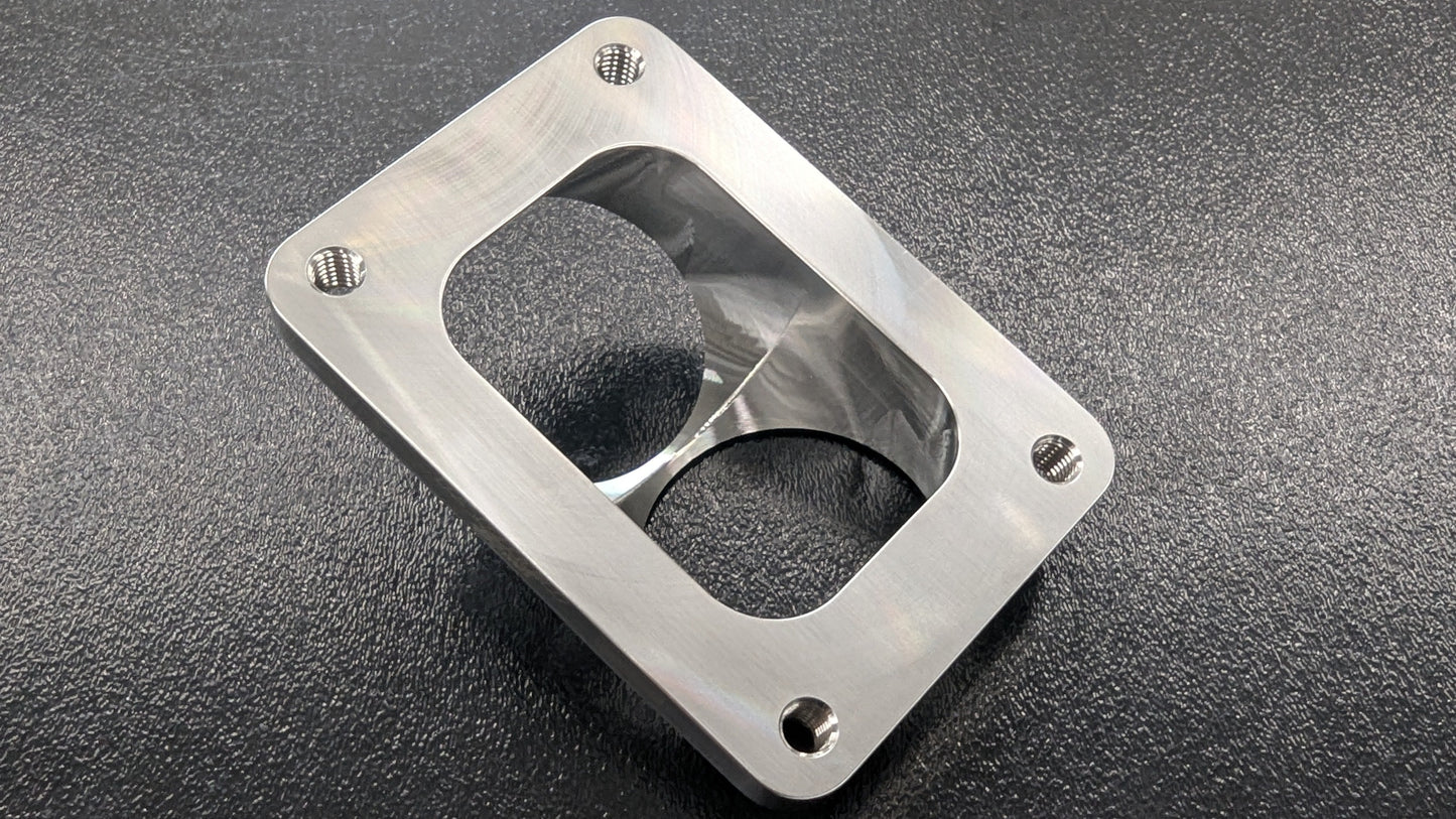 Parker Speed T6 Dual 2.5 inch Open Canted Turbo Flange top view with bolt holes