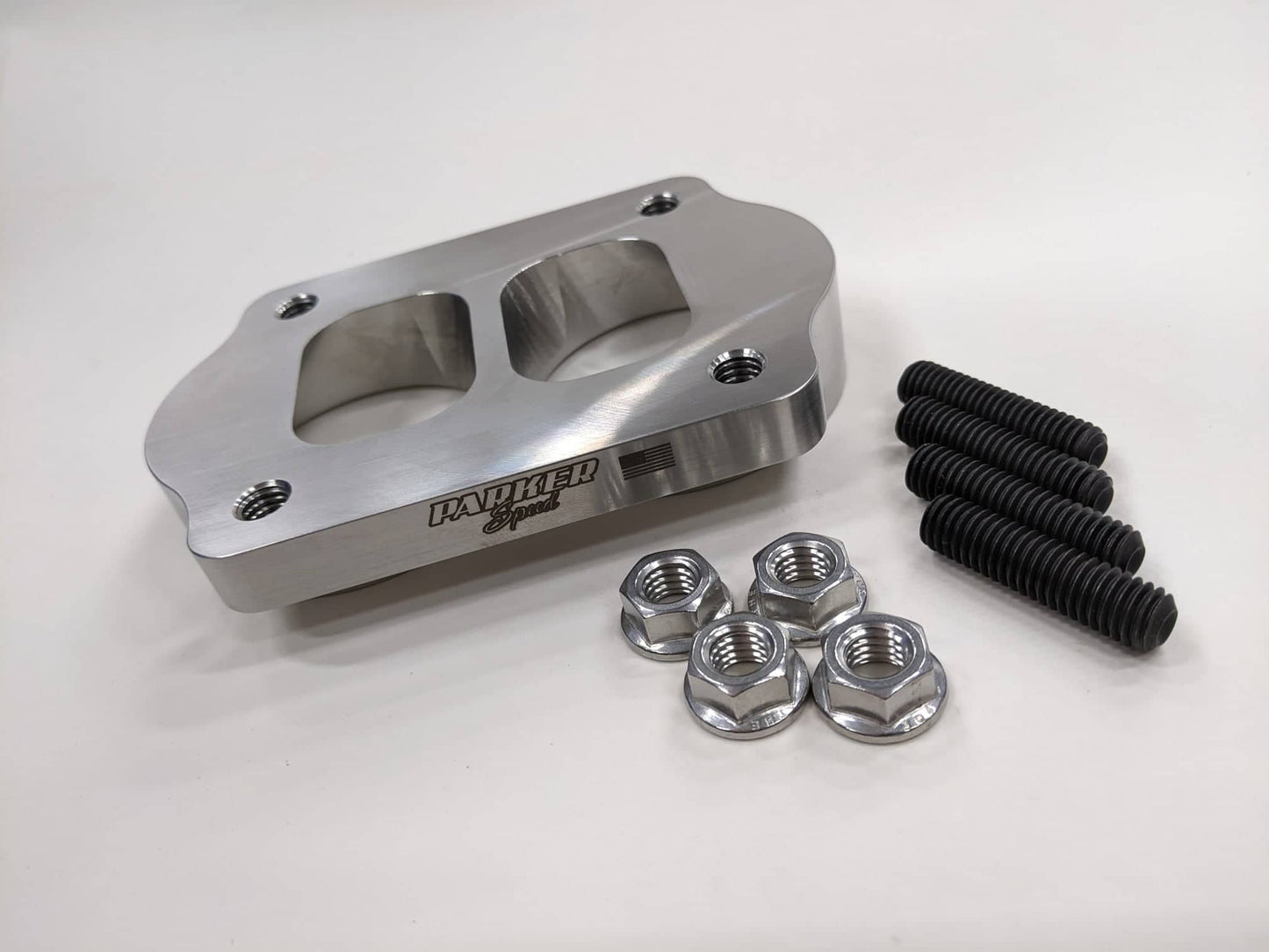 Parker Speed T4 dual 2.5 inch divided turbo flange with mounting hardware included
