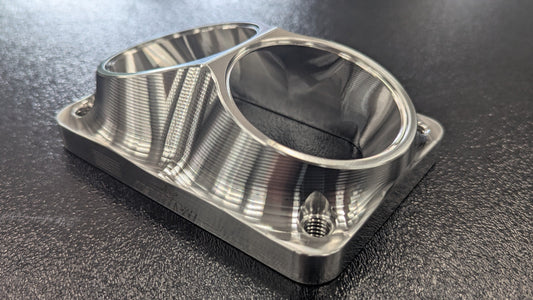Parker Speed T6 Dual 2.5 inch Open Canted Turbo Flange CNC machined from stainless steel