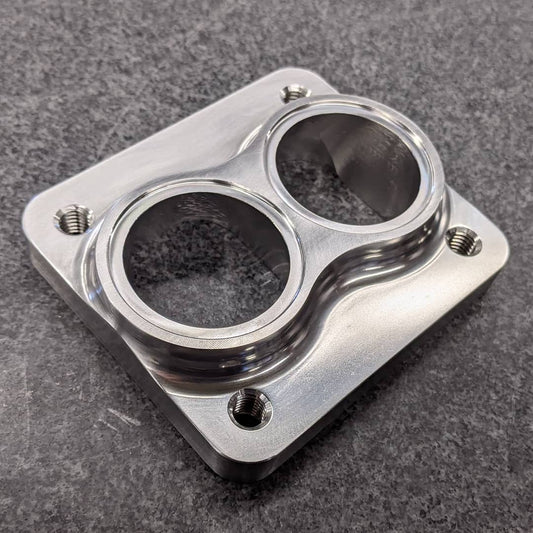 Parker Speed T4 dual 1.5 inch pipe Schedule 40 turbo flange CNC machined stainless steel