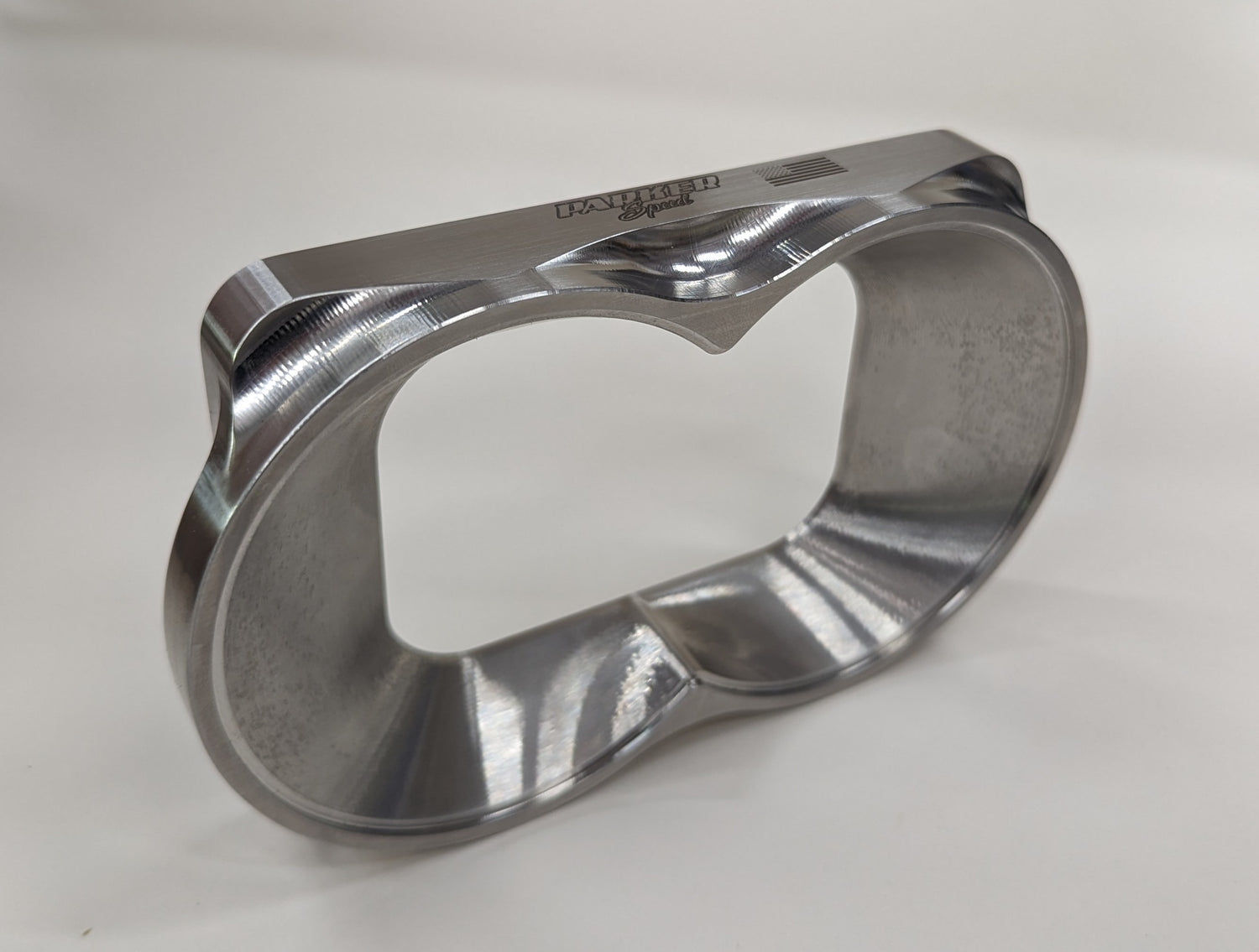 Parker Speed T6 Dual 3.5 inch open turbo flange side view showing CNC machined transition for custom turbo manifold and exhaust applications
