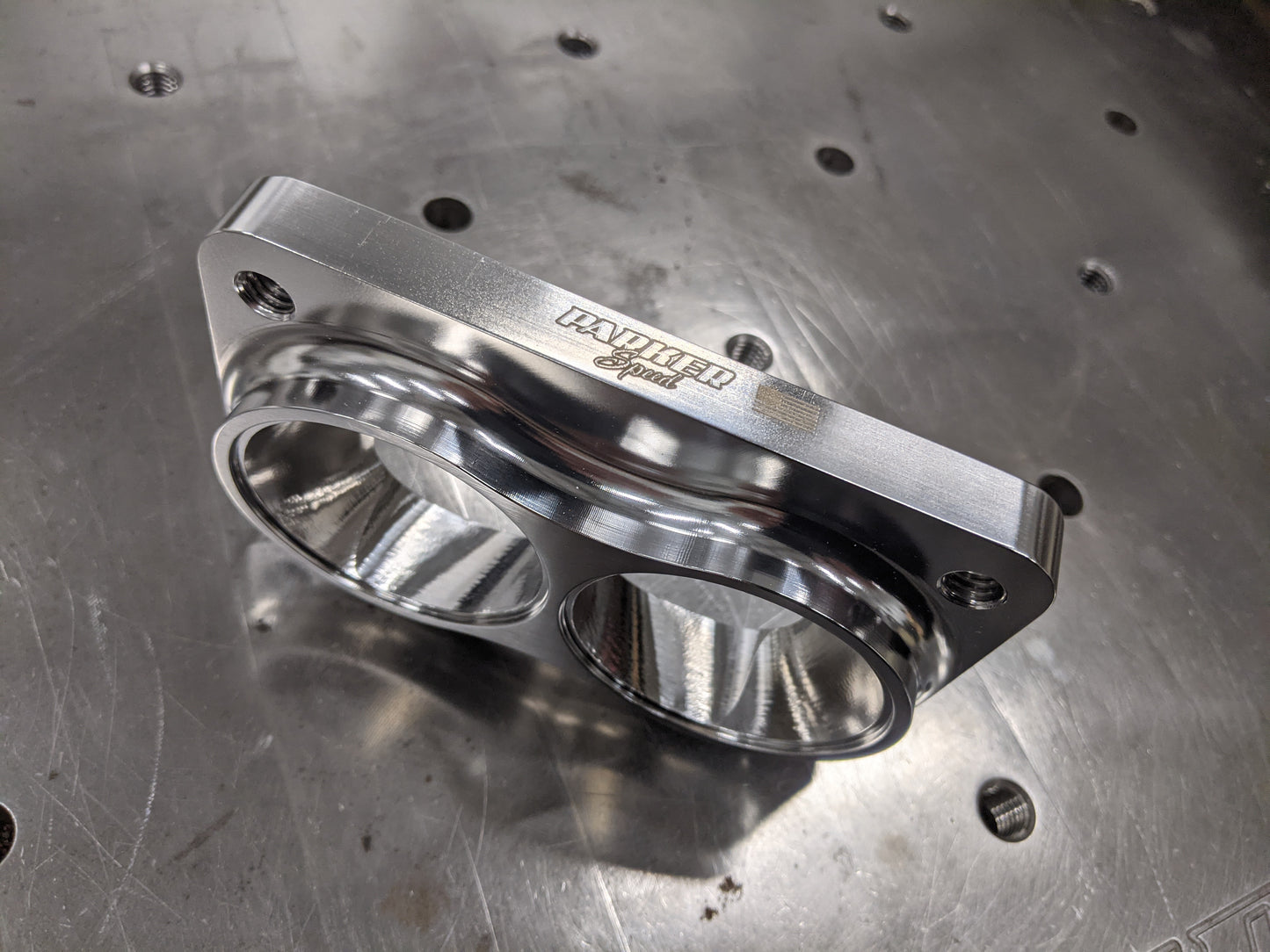 Parker Speed T6 Dual 2.25 inch Tube Divided Turbo Flange CNC machined from 304 stainless steel