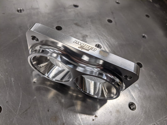 Parker Speed T6 Dual 2.25 inch Tube Divided Turbo Flange CNC machined from 304 stainless steel