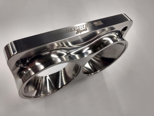 Parker Speed T6 Dual 2.5 inch tube divided turbo flange CNC machined from 304 stainless steel
