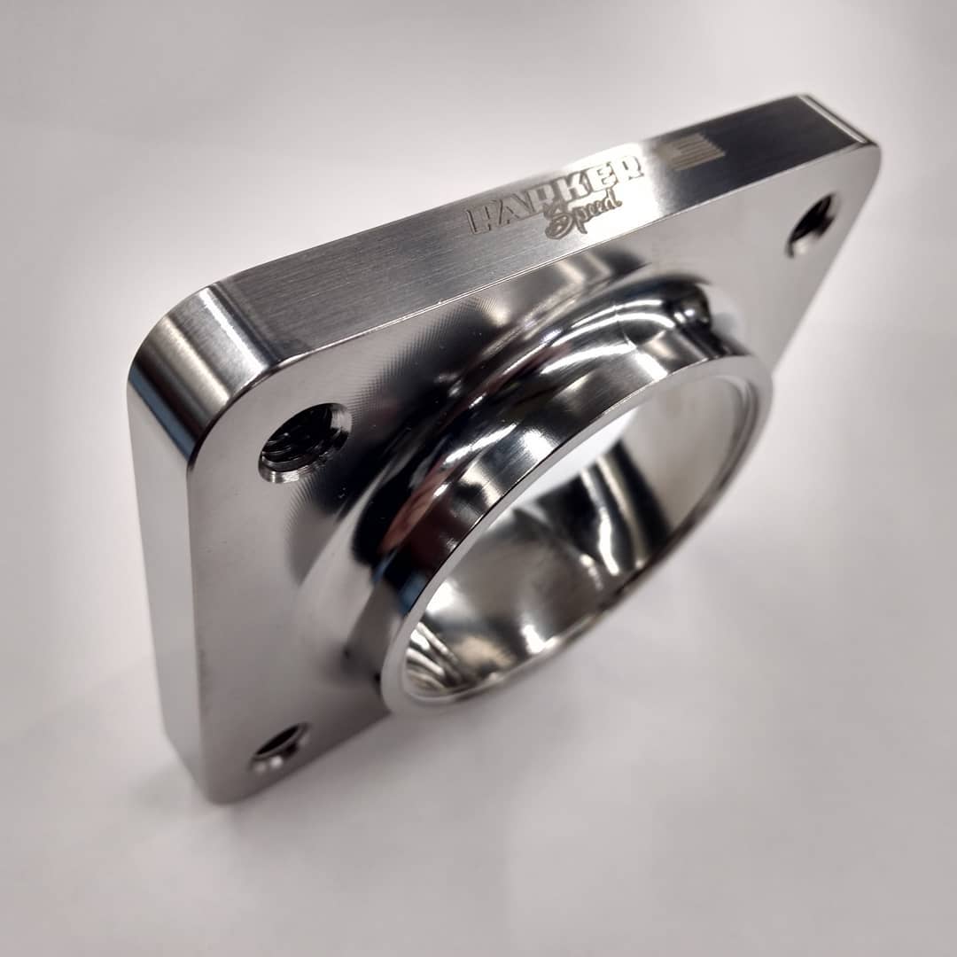 Parker Speed T4 single 2.5 inch turbo flange CNC machined from 304 stainless steel
